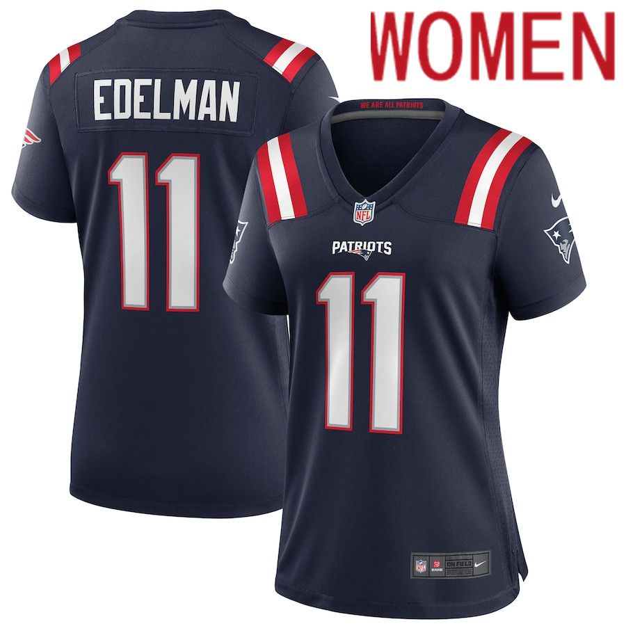 Women New England Patriots #11 Julian Edelman Nike Navy Game NFL Jersey->women nfl jersey->Women Jersey